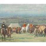 After Alfred Munnings/Belvoir Hunt Point to Point Meeting on Barrowby Hill/colour print, 37.