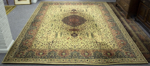 A modern machine made rug and another, the largest 360cm x 270cm/Provenance: The Down House,