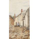 E Tistox/Cornish Street Scene/signed/watercolour,