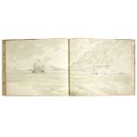 RHJ 1832/An album of watercolour drawings detailing views from the steamship Hermers on a journey