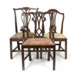 A George III mahogany open armchair, with pierced splat back,