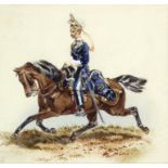 Orlando Norie/Study of a 17th Lancer/watercolour, oval 18.5cm x 14.5cm/another similar, 14.5cm x 15.