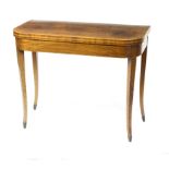 A George III mahogany and boxwood inlaid D-shaped card table,