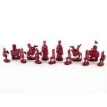 A 19th Century Chinese carved ivory part chess set,