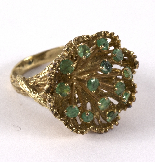 A 14k gold and enamel dress ring of modern design,