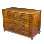 A South German walnut and marquetry three-drawer commode, circa 1800,