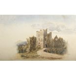 J G Mynors/Ludlow Castle/signed, inscribed and dated August 20th 1878 verso/watercolour,
