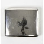 A silver cigarette case, A & J Zimmerman, Birmingham 1902, inscribed M W L, Farm House, Pont St,