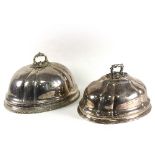 Two silver plated food domes, crested, the larger 46cm wide/Provenance: Little Sodbury Manor,