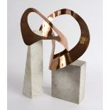 Manner of Aileen Lipkin (South African 1933-1994)/Entwined Form/copper and stone,