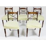 Five Regency mahogany dining chairs with X splats Condition Report: All bar one are