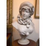 A composition bust of a Pierrot, signed A Piazza, Carrara,