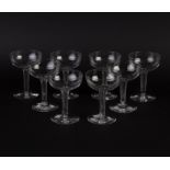 Eight Victorian hollow stem Champagne glasses, 12.