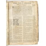 A 'Breeches' bible, Robert Barker, London 1597, lacking title page, calf bound,