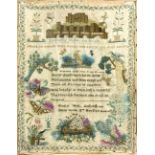 A Victorian needlework sampler worked by Emily Holl, 1842,