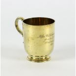 A Victorian silver gilt christening mug, David & Charles Houle, London 1879,