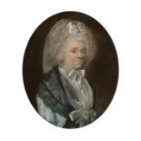 Late 18th Century English School/Augusta Utica Heathcote/half-length portrait/inscribed on a letter