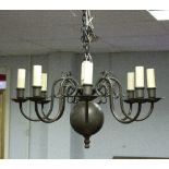 A Dutch style eight-branch chandelier, fitted for electricity,