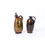 Two Royal Doulton Dewar's whisky bottles, each decorated a figure,