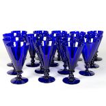 Seventeen Bristol Blue wine glasses,