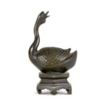 A 19th Century Chinese bronze incense burner in the form of a goose,