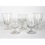 A pair of Victorian goblets with large bucket bowls and bladed knop stems,