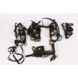 Harness: A quantity of heavy horse bridles with blinkers, including examples by R J Rowe,