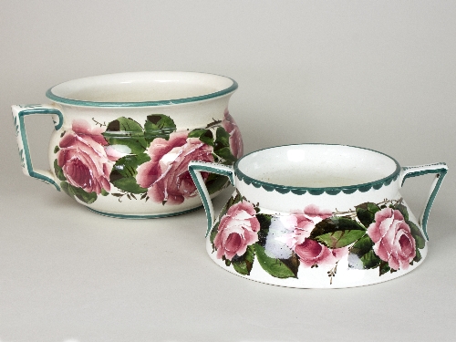 A Wemyss chamber pot, decorated roses, impressed mark to base, - Image 2 of 2