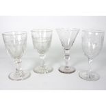 A pair of cut, moulded and frosted goblets, 17.