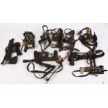 Harness: A quantity of heavy horse bridles, with blinkers, including examples by Ernest Spary,