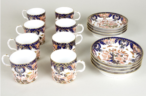 Eight Derby Imari coffee cans and saucers