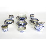 A quantity of Chinese blue and white tea wares, circa 1800, with London gilding,