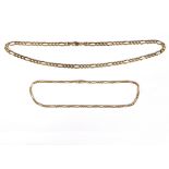 A 9ct gold curb link necklace, approximately 24.5gm and another smaller, approximately 8.