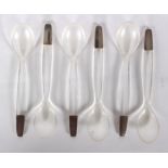 A set of six Bauhaus design silver mounted plastic spoons, Hermann Bauer,