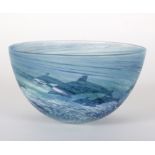 Malcolm Sutcliffe (British, 20th Century)/Glass bowl/decorated with jumping dolphins,