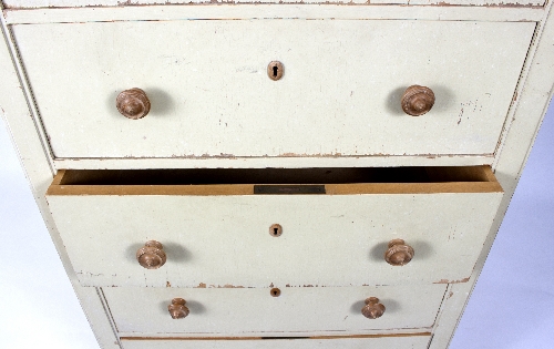 A painted chest of six long drawers, painted in cream, - Image 3 of 3