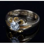 A diamond solitaire ring, the round mixed cut diamond approximately 0.