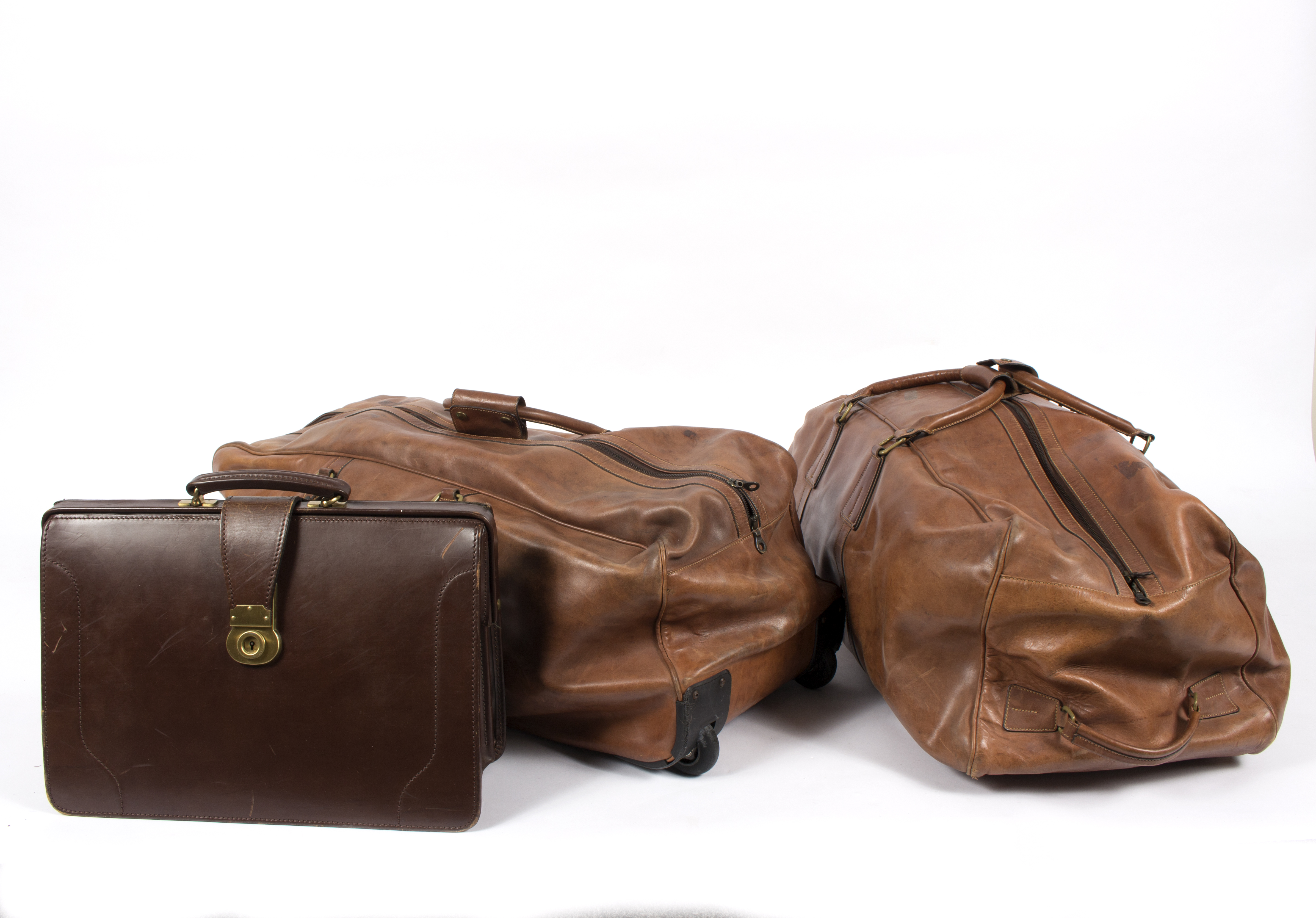 Two brown leather travel bags, by Pickett, London, both with wheels, - Image 2 of 3