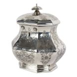 An early Victorian silver tea caddy, Charles Riley & George Storer, London 1838, of octagonal form,