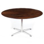 Heltborg Møbler (Denmark, mid-20th Century)/Rosewood and chrome circular coffee table, no.