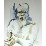 20th Century British School/Study of a Man/indistinctly signed and dated 1997/watercolour, 55.