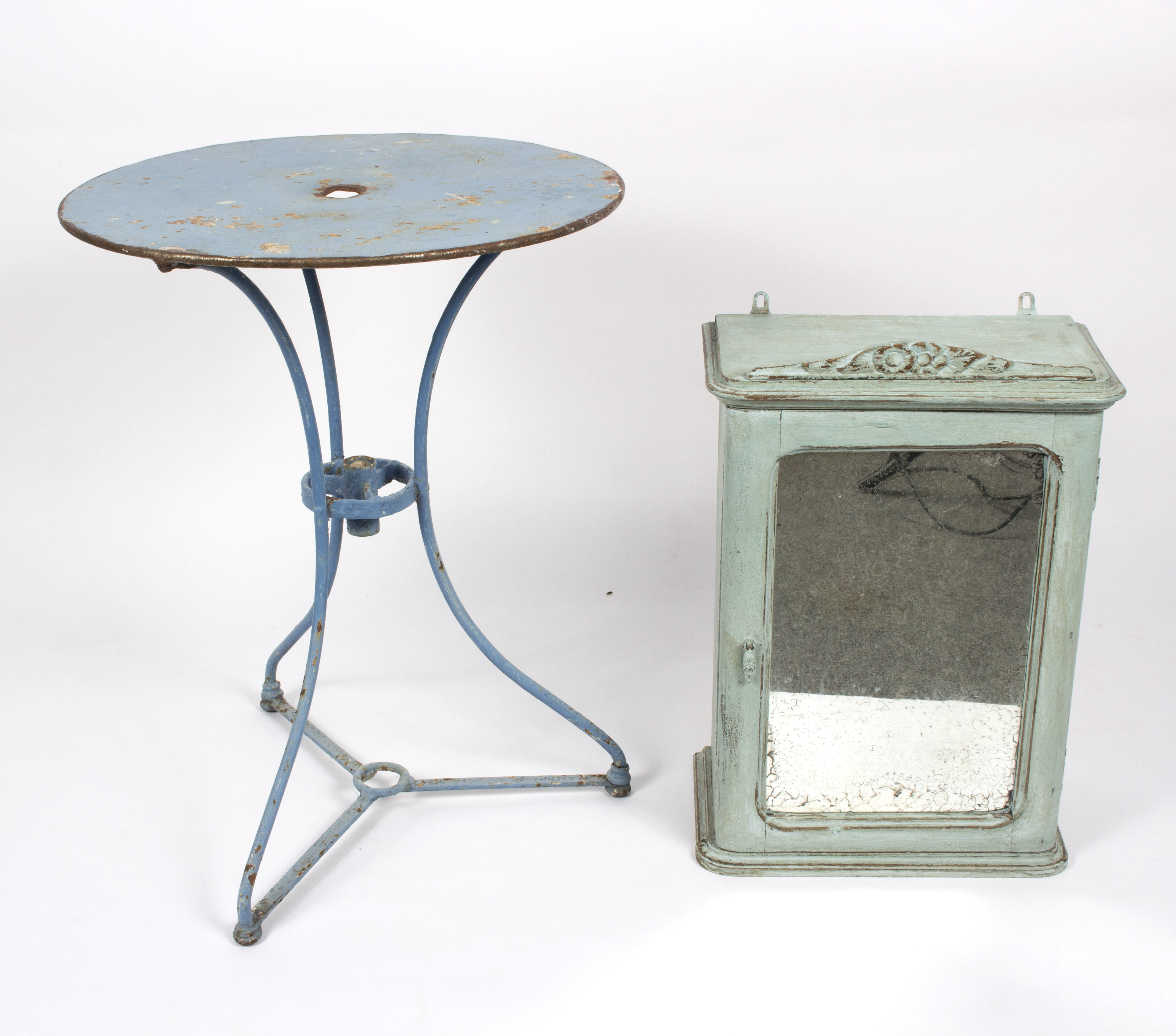 A circular painted metal occasional table,