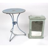 A circular painted metal occasional table,