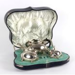 A three-piece silver tea set, Williams (Birmingham) Ltd, Birmingham 1907,