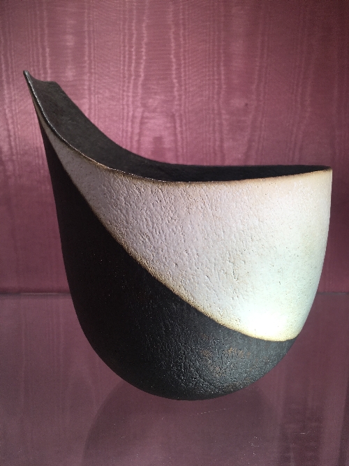 John Ward (British, born 1938)/Stoneware tailed bowl, in a matt black and white glaze, - Image 7 of 9