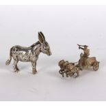 A novelty silver figure of a donkey, import marks for London 1924, 5.