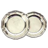 A pair of George II silver dinner plates, Thomas Heming, London 1758,