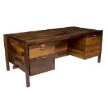 Jorge Zalszupin for L'Atelier/'Jacaranda' desk, circa 1960/rosewood patchwork design,