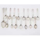 A quantity of silver teaspoons, Georgian and later,