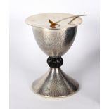 A Portuguese 916 standard silver chalice and paten, marked Titulc,